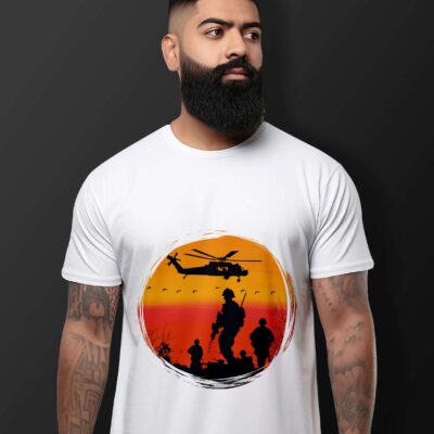 Army Printed T-Shirt (White)