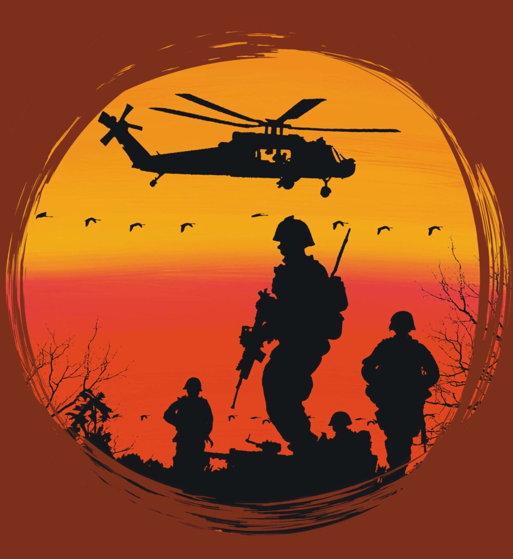 Army Printed T-Shirt (Brick Red) - Image 4