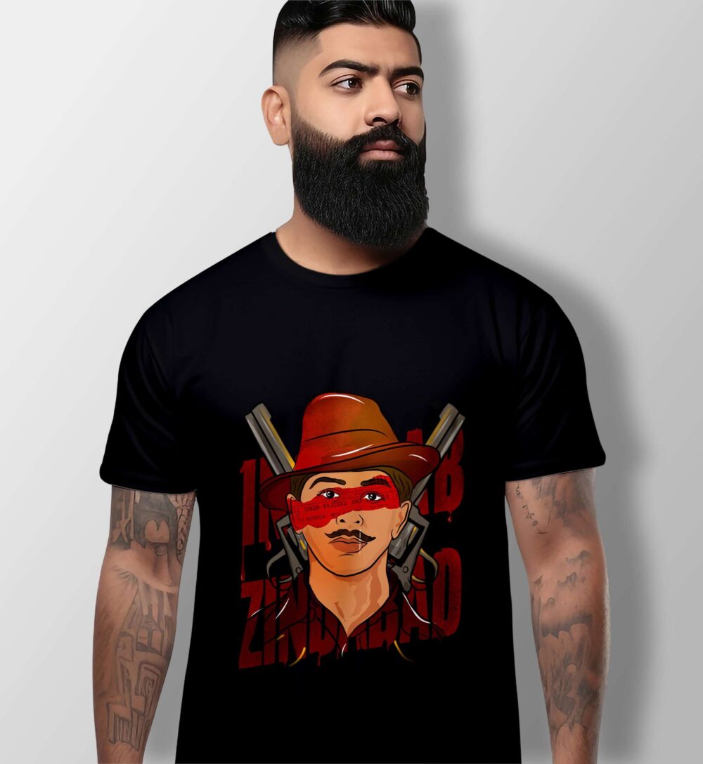Bhagat Singh Printed T-Shirt (Black) - Image 2