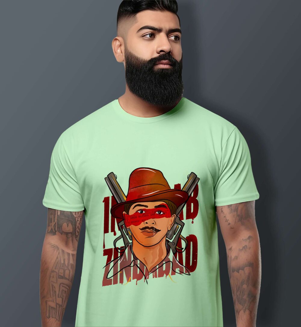 Bhagat Singh Printed T-Shirt (Jade) - Image 2