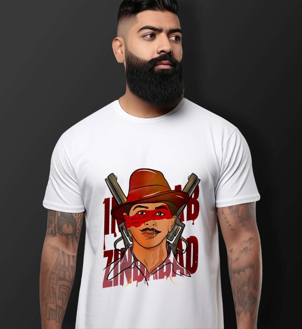 Bhagat Singh Printed T-Shirt (White) - Image 2