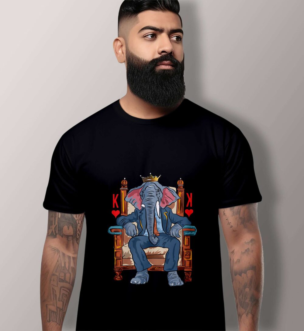 Elephant Printed T-Shirt (Black)