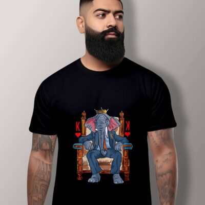 Elephant Printed T-Shirt (Black)