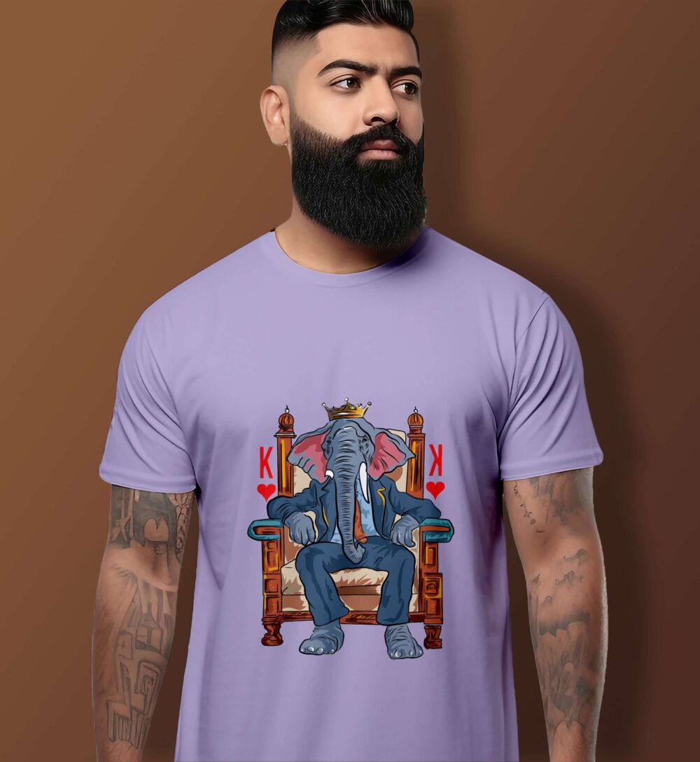 Elephant Printed T-Shirt (Lavender)