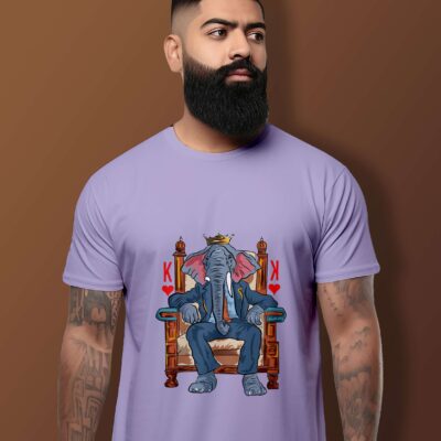 Elephant Printed T-Shirt (Lavender)