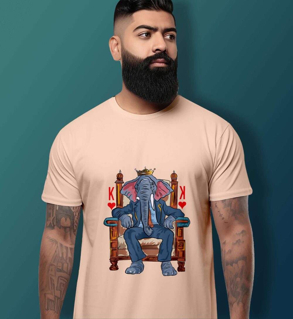 Elephant Printed T-Shirt (Peach)