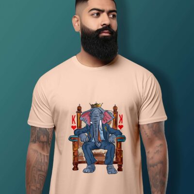 Elephant Printed T-Shirt (Peach)