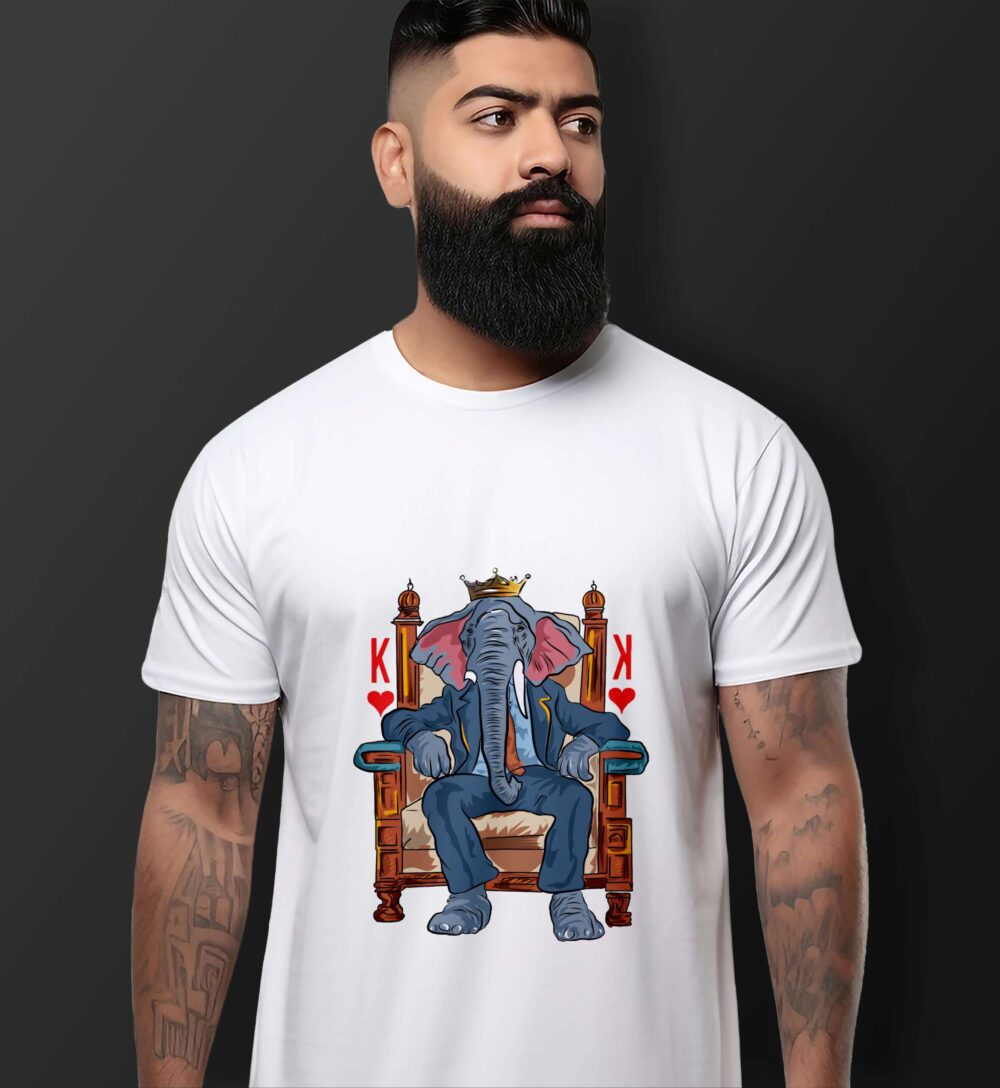 Elephant Printed T-Shirt (White)