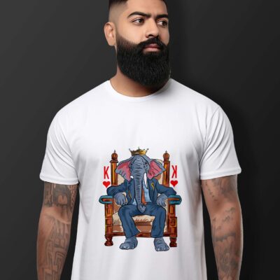 Elephant Printed T-Shirt (White)