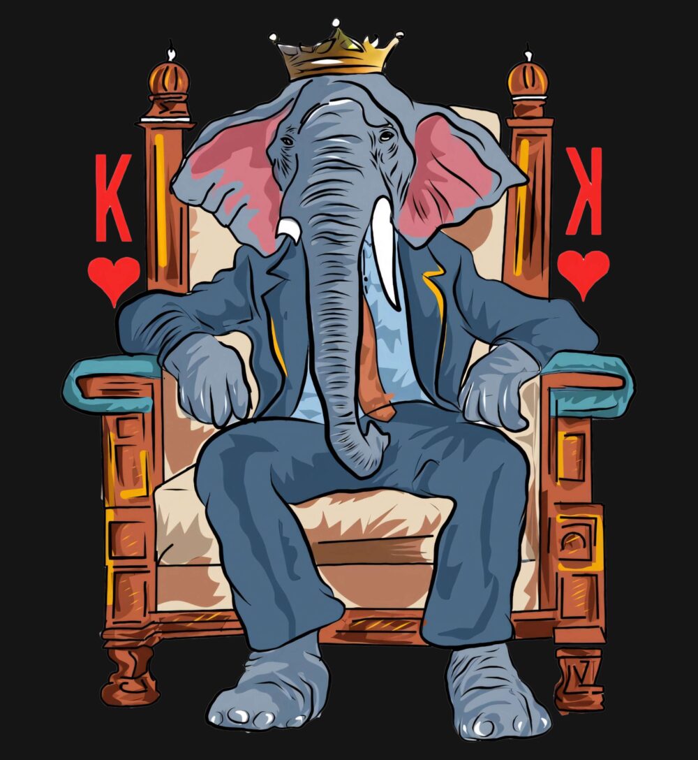 Elephant Printed Oversized T-Shirt (Navy Blue) - Image 2