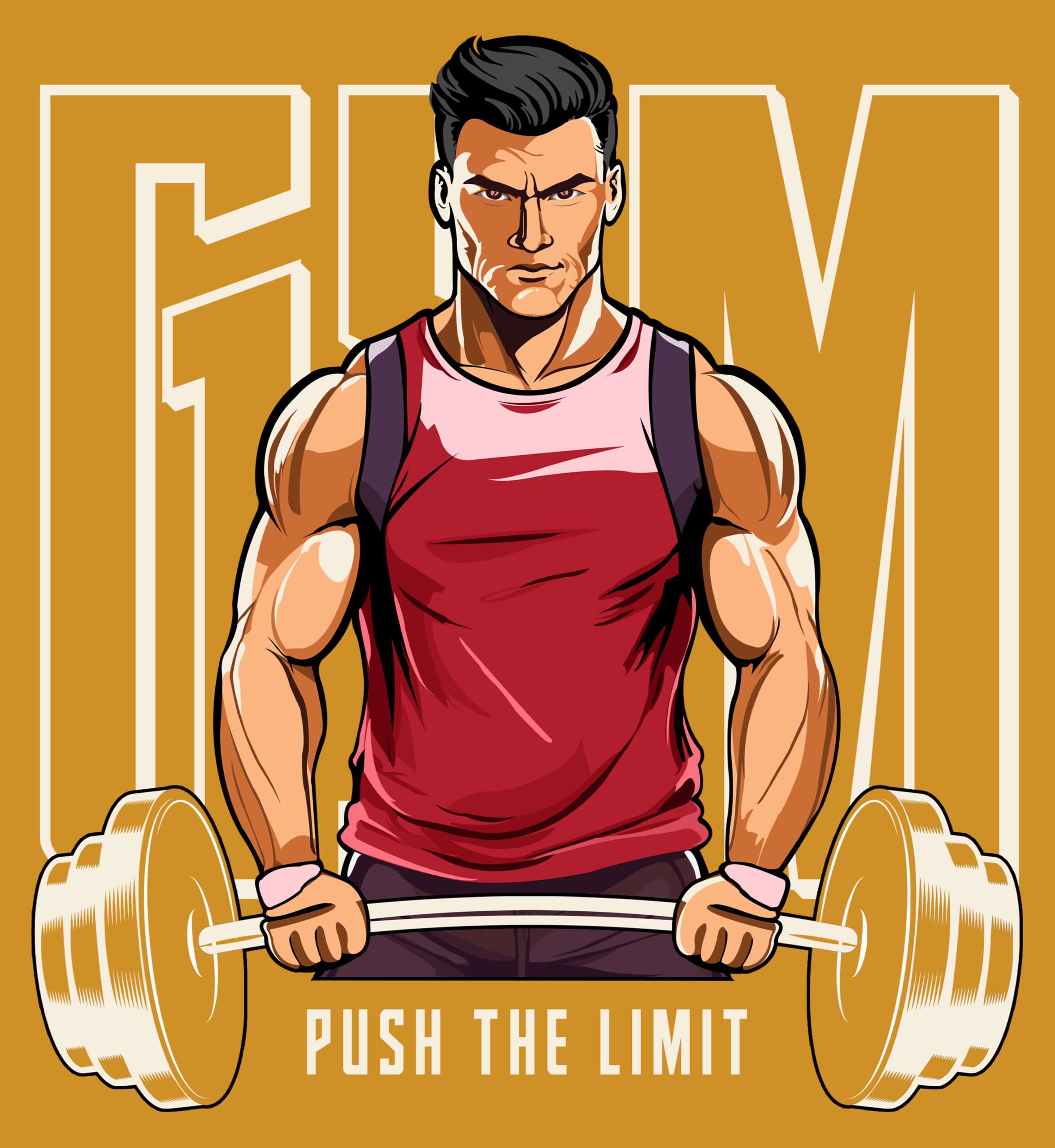 Gym Printed Oversized T-Shirt (Mustard Yellow) - Image 2