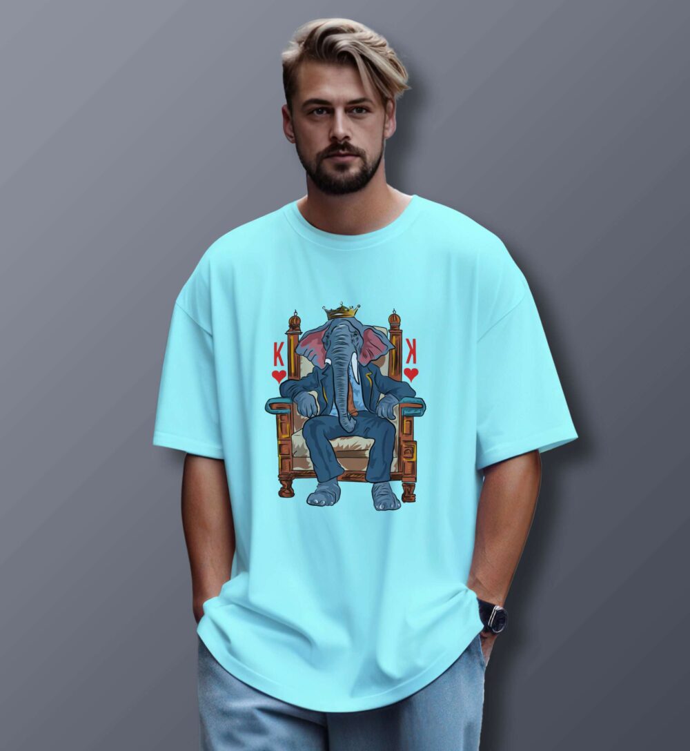 Elephant Printed Oversized T-Shirt (Mint)