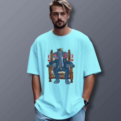 Elephant Printed Oversized T-Shirt (Mint)