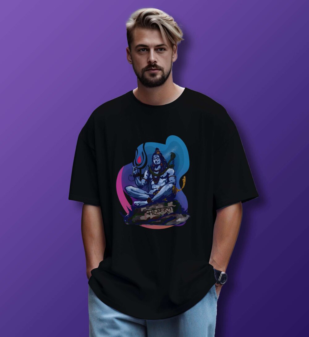 Shiv Printed Oversized T-Shirt (Black)