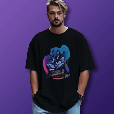 Shiv Printed Oversized T-Shirt (Black)