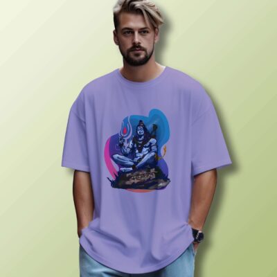 Shiv Printed Oversized T-Shirt (Lavender)