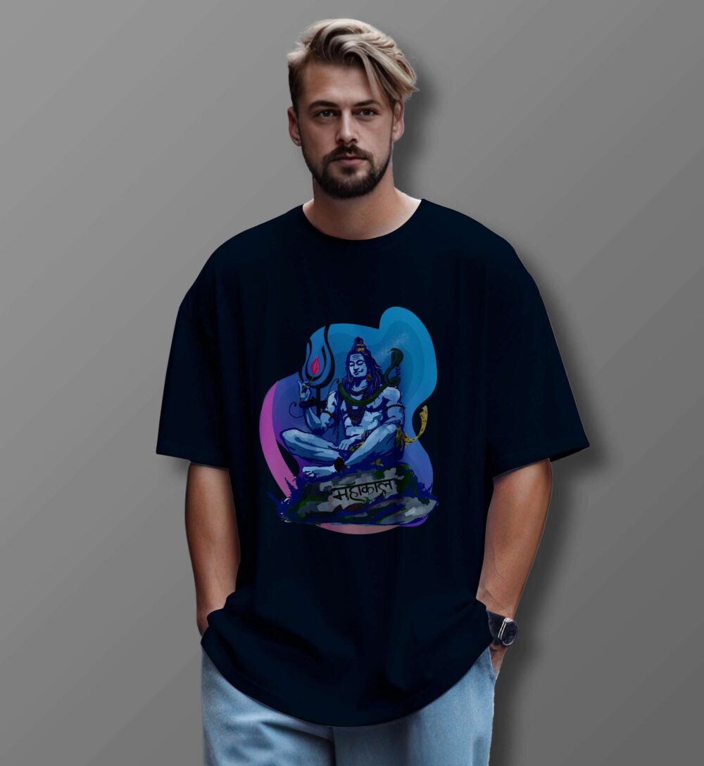 Shiv Printed Oversized T-Shirt (Petrol Blue)