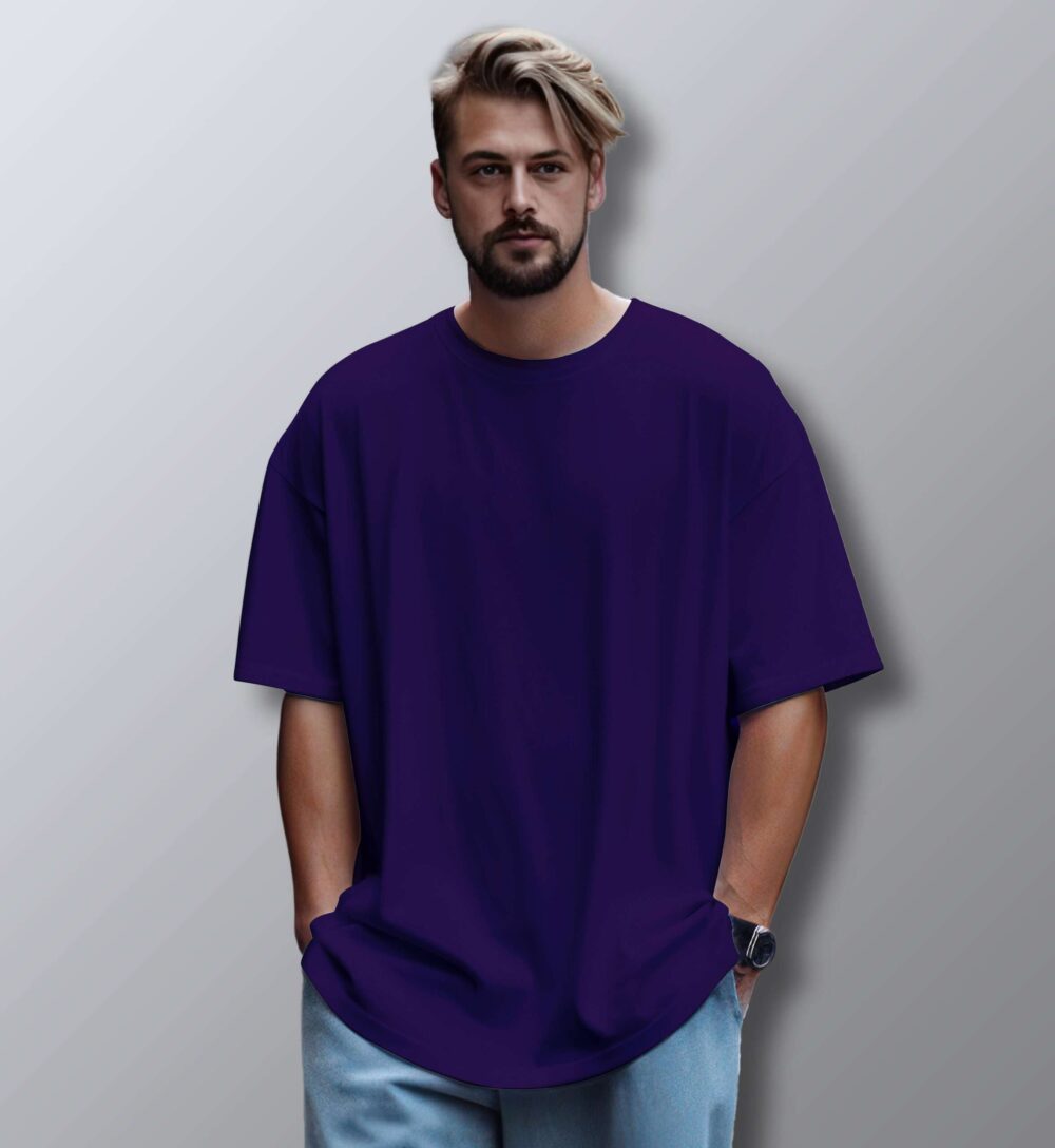 Unisex Oversized Plain T-Shirt (Purple)