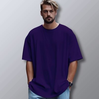 Unisex Oversized Plain T-Shirt (Purple)