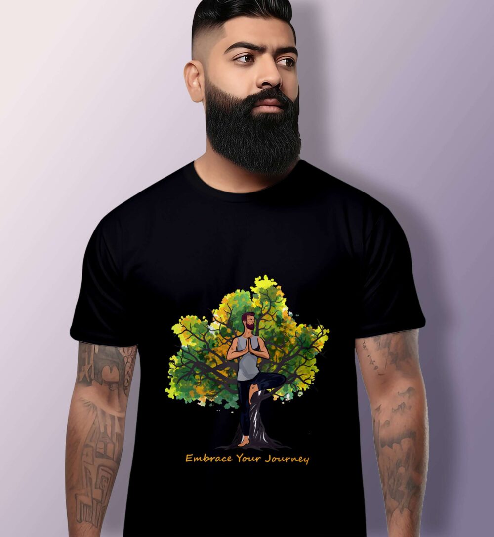 Yoga Tree Printed T-Shirt (Black)