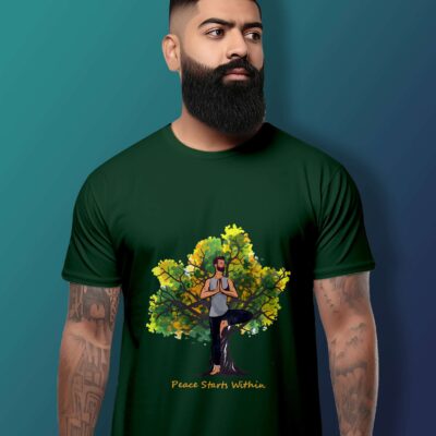 Yoga Tree Printed T-Shirt (Bottle Green)
