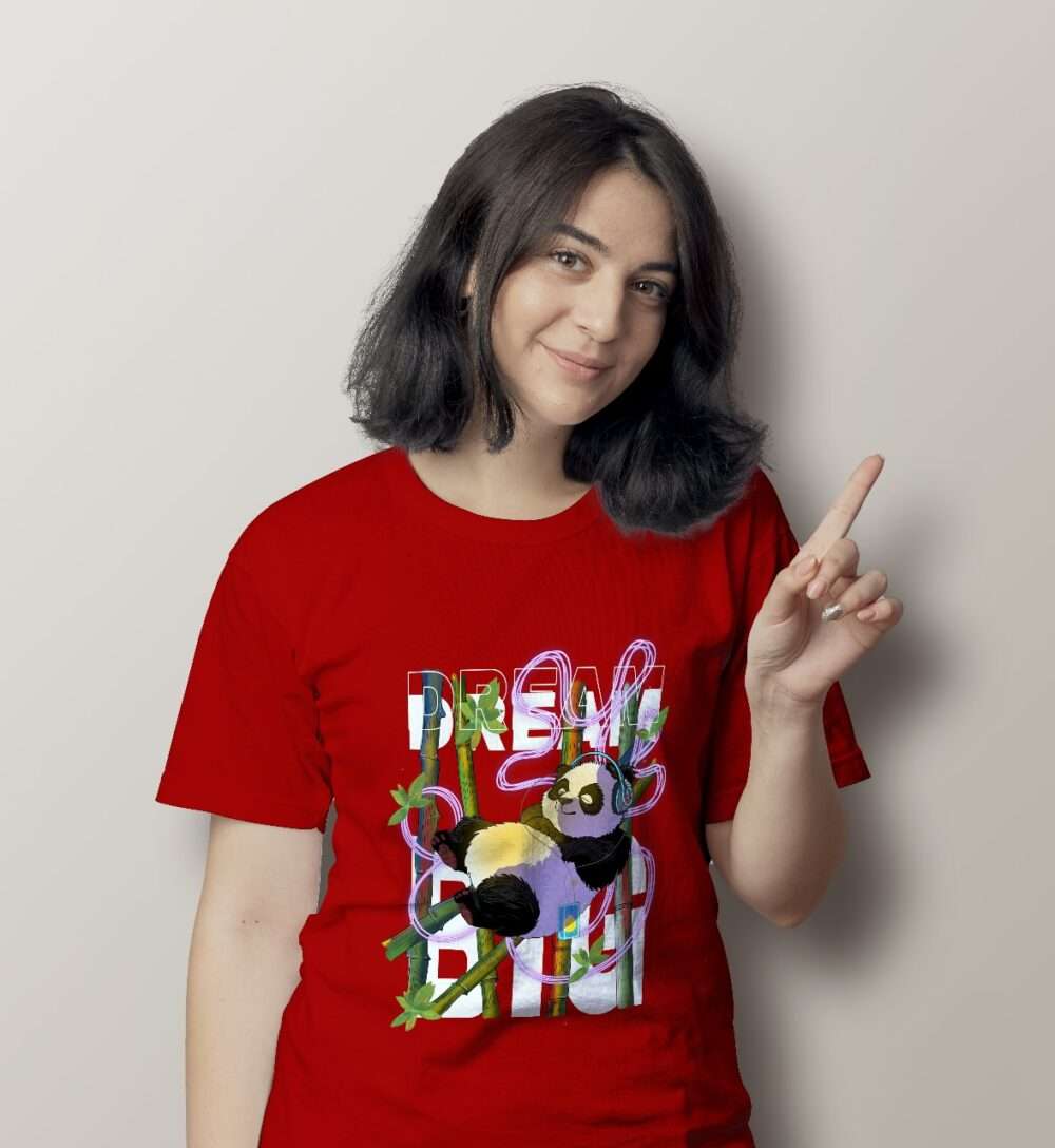 Panda Printed T-Shirt (Red)