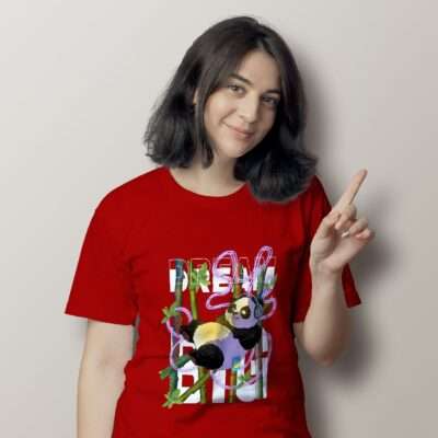 Panda Printed T-Shirt (Red)