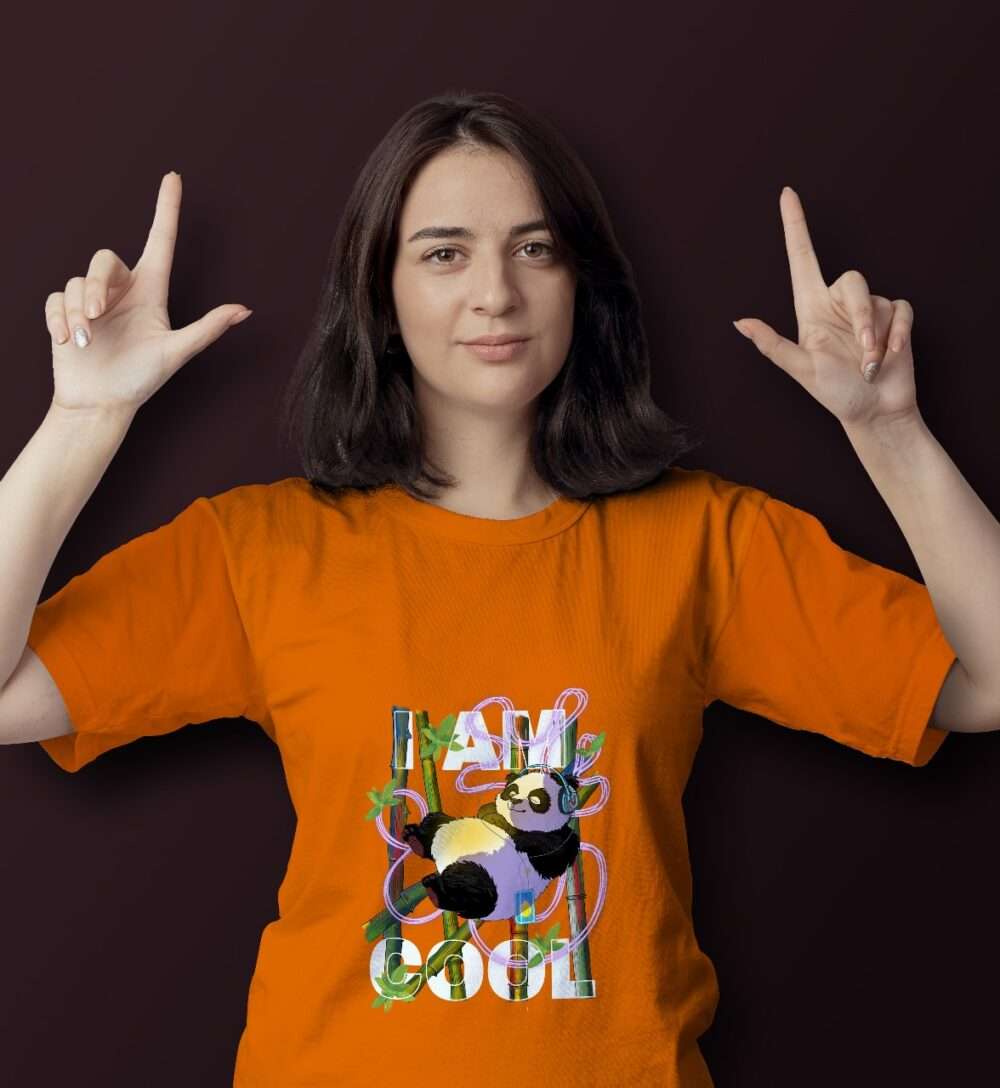 Panda Printed T-Shirt (Orange)