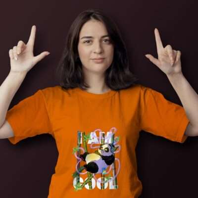 Panda Printed T-Shirt (Orange)