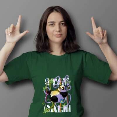 Panda Printed T-Shirt (Bottle Green)
