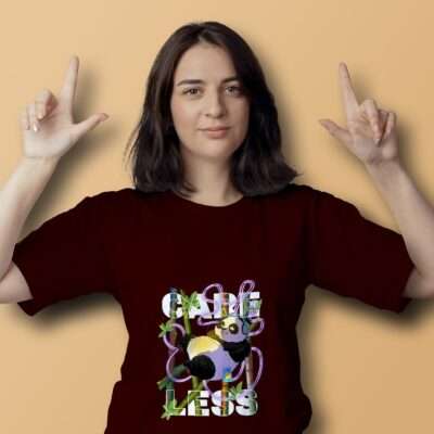Panda Printed T-Shirt (Maroon)