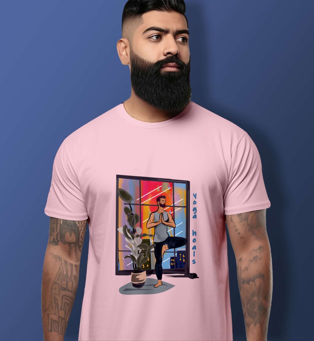 Yoga Printed T-Shirt (Light Baby Pink)