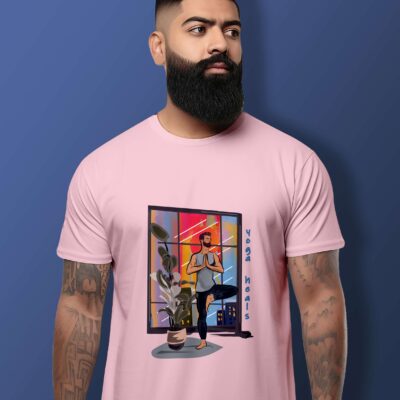 Yoga Printed T-Shirt (Light Baby Pink)