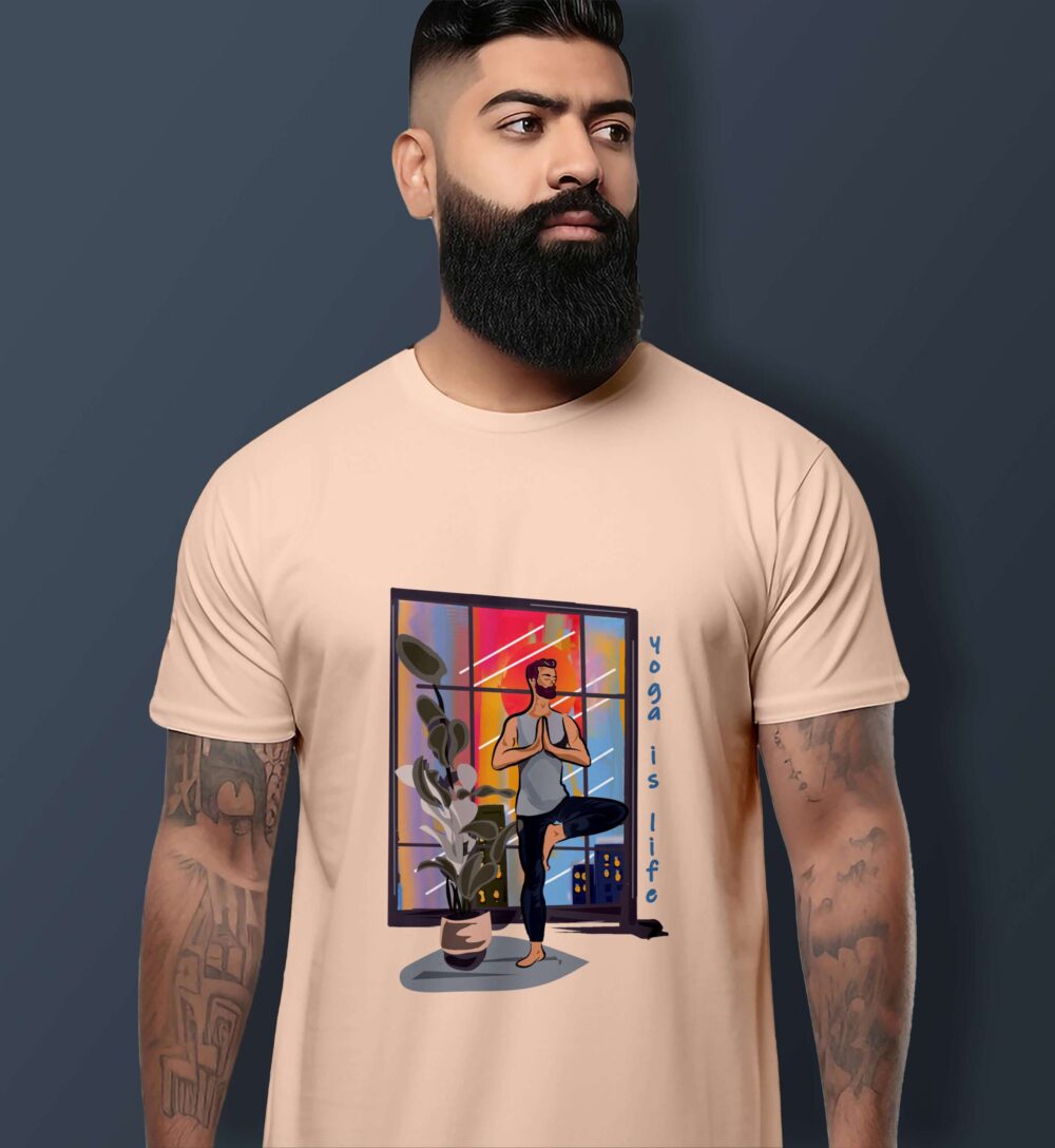 Yoga Printed T-Shirt (Peach)