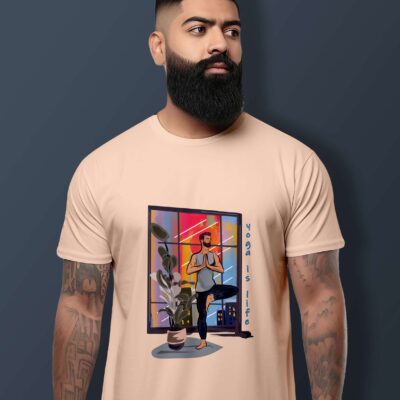 Yoga Printed T-Shirt (Peach)