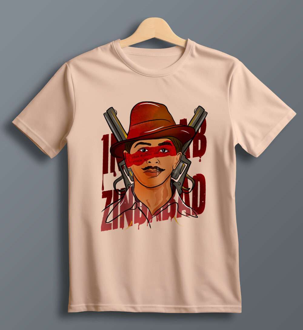 Bhagat Singh Printed T-Shirt (Peach)