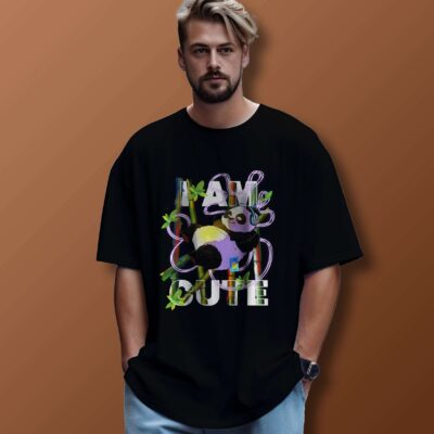 Panda Printed Unisex Oversized T-Shirt (Black)