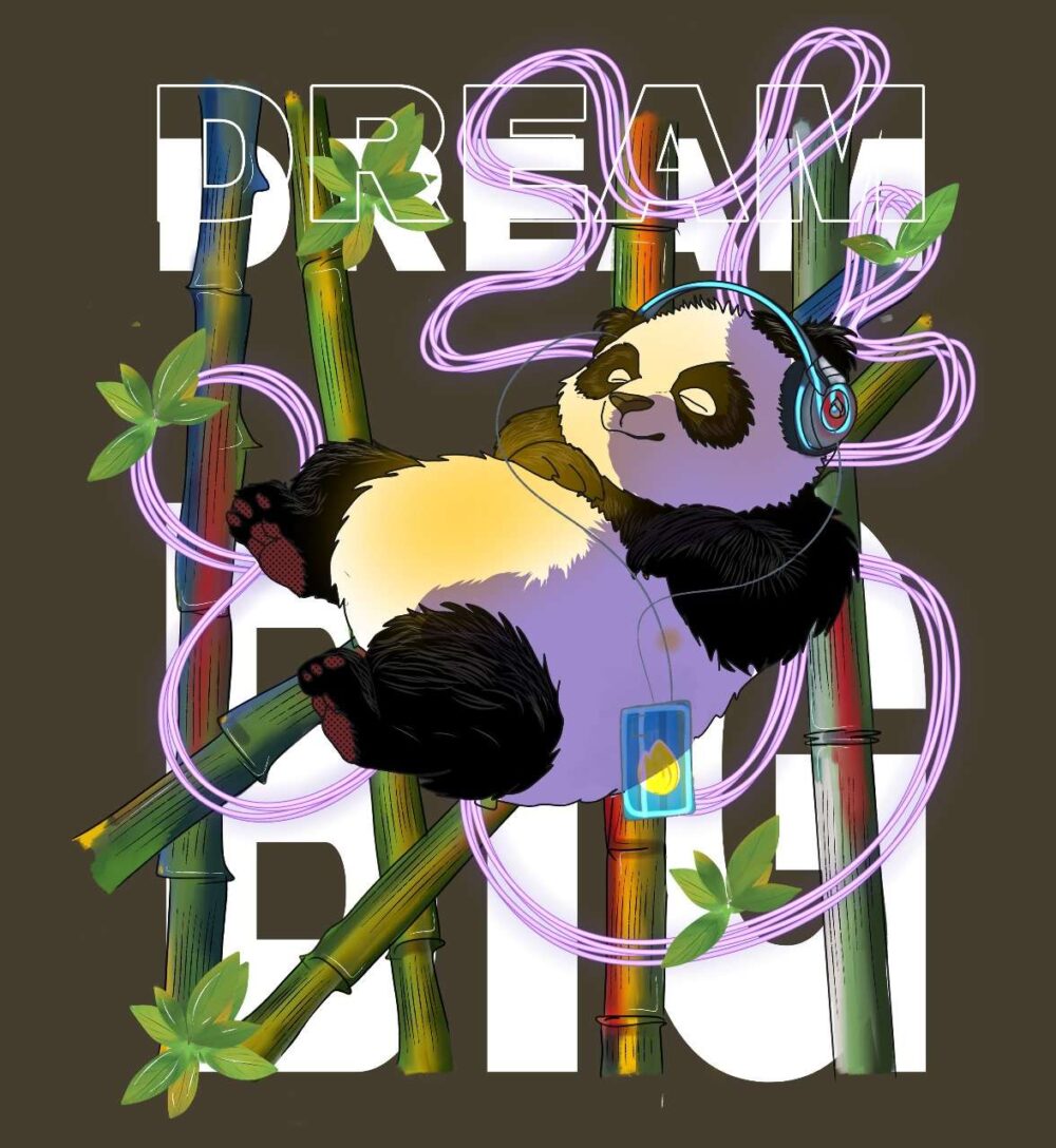 Panda Printed Oversized T-Shirt (Olive Green) - Image 2