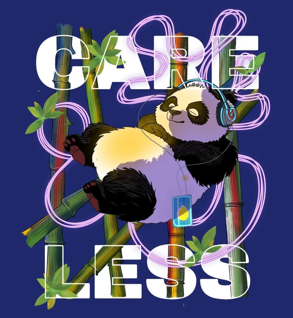 Panda Printed Oversized T-Shirt (Royal Blue) - Image 2
