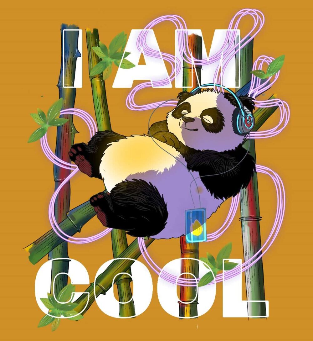 Panda Printed Oversized T-Shirt (Mustard Yellow) - Image 2