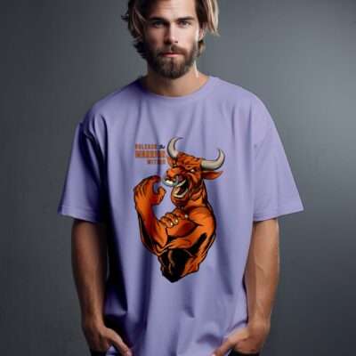 Bull Printed Oversized T-Shirt (Lavender)
