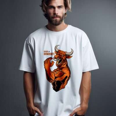 Bull Printed Oversized T-Shirt (White)