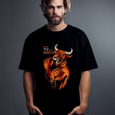 Bull Printed Oversized T-Shirt (Black)