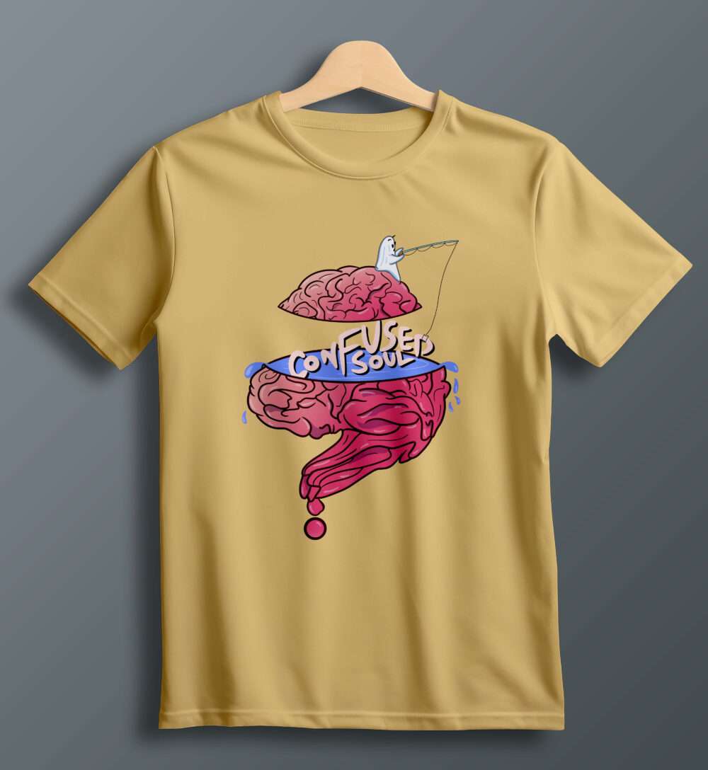 Confused Soul Printed T-Shirt (Beige)