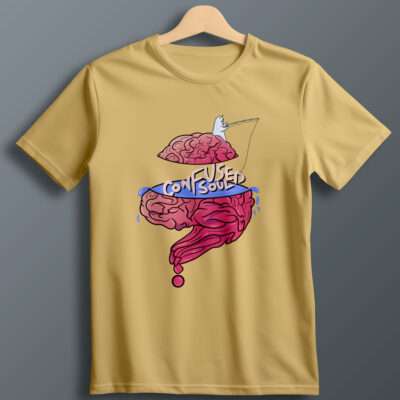 Confused Soul Printed T-Shirt (Beige)