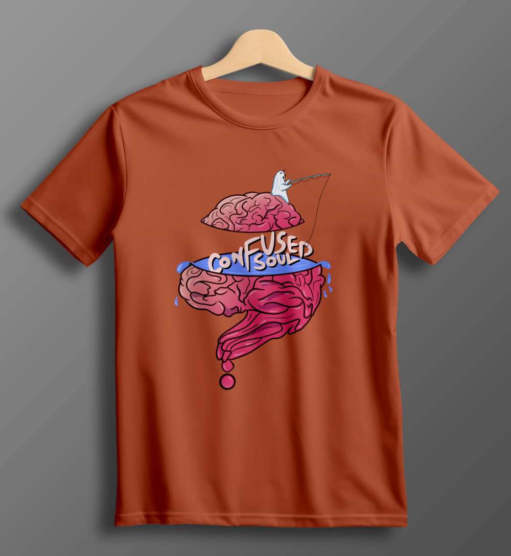 Confused Soul Printed T-Shirt (Coral)