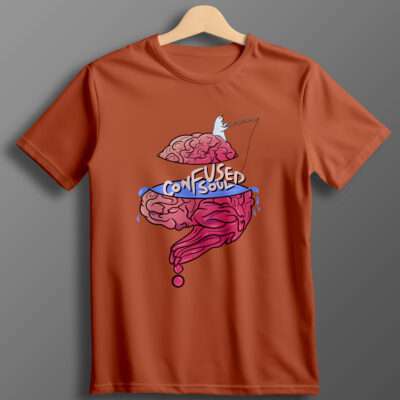 Confused Soul Printed T-Shirt (Coral)