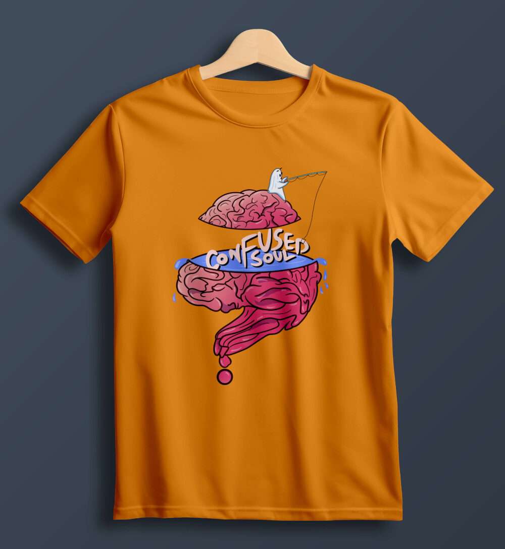 Confused Soul Printed T-Shirt (Golden Yellow)