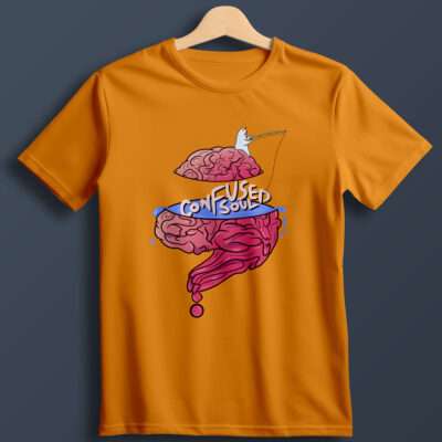 Confused Soul Printed T-Shirt (Golden Yellow)