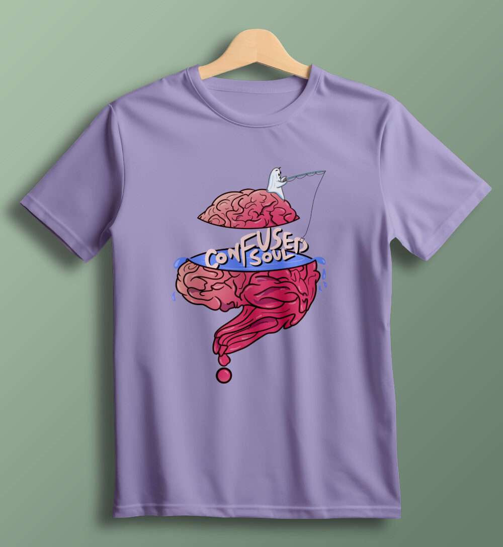 Confused Soul Printed T-Shirt (Lavender)